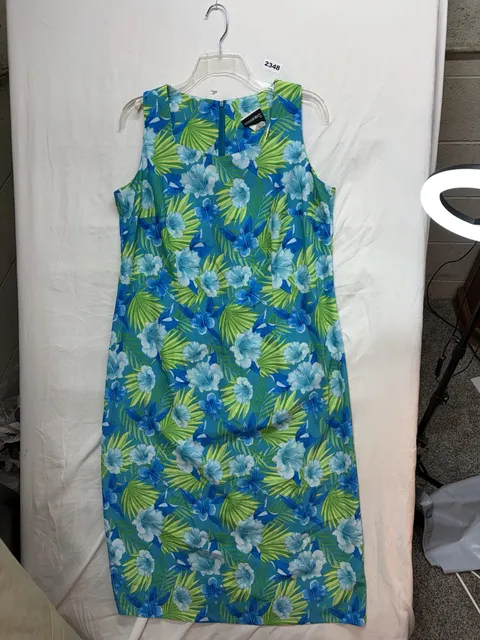 Fashion Bug Floral Dress Size 18 Blue Green Tropical