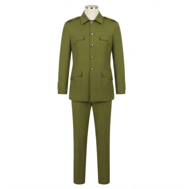Military Style Suit Set Size M Green Jacket Pants