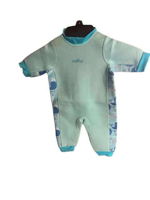 Vofiw Kids Wetsuit Size S Light Blue Sea Life Whale Print Shorty