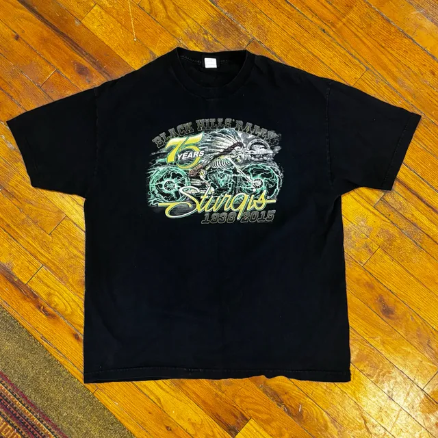2015 Sturgis 75 Years T-Shirt Size XL Black Cotton