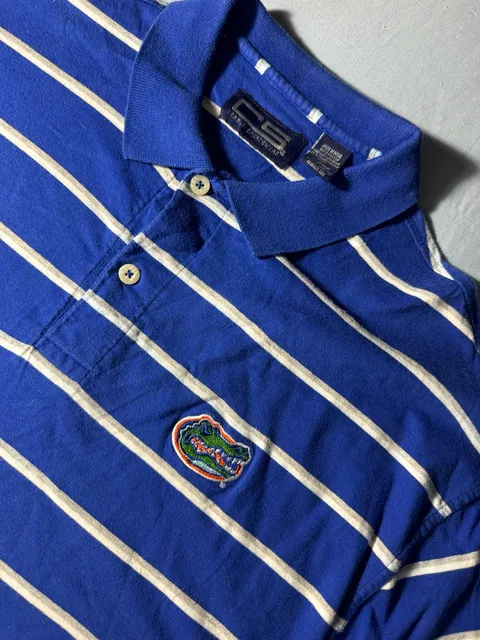 Crable Sportswear Florida Gators Polo Shirt Size XL Blue Striped