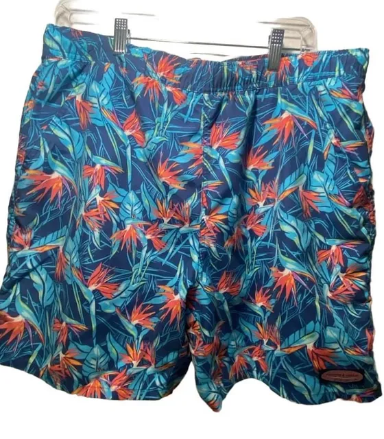 Vineyard Vines Swim Trunks Size M Blue Bird Of Paradise Floral