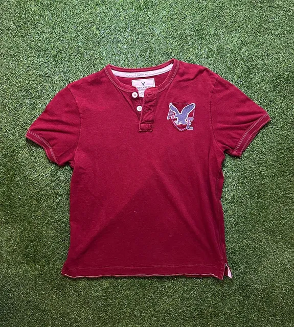 Y2K 2000s Distressed American Eagle Outfitters Henley Shirt.