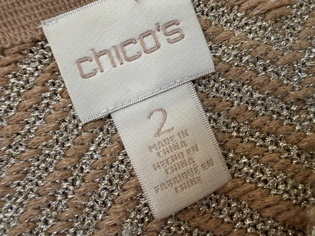 Chico's Metallic Sweater Size 2 Bronze Gold Long Sleeve