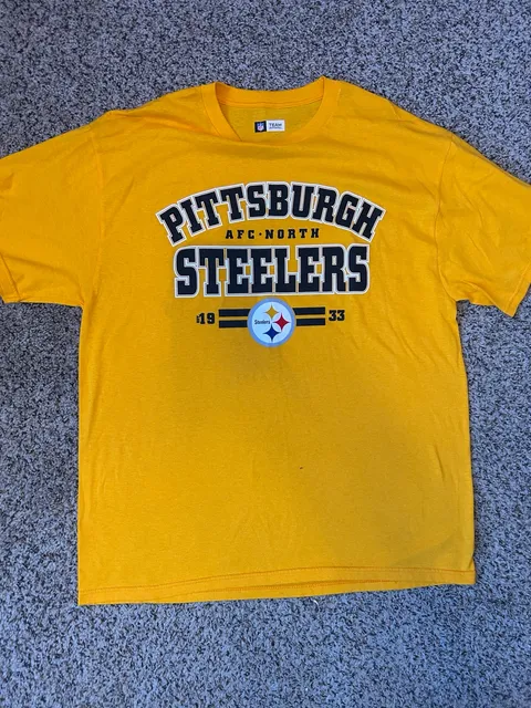 NFL Team Apparel Pittsburgh Steelers T-Shirt XL Yellow Cotton NFL Football