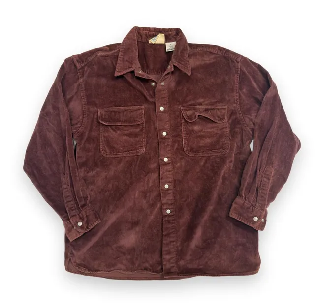 Canyon River Blues Corduroy Long Sleeve Shirt Size L Burgundy