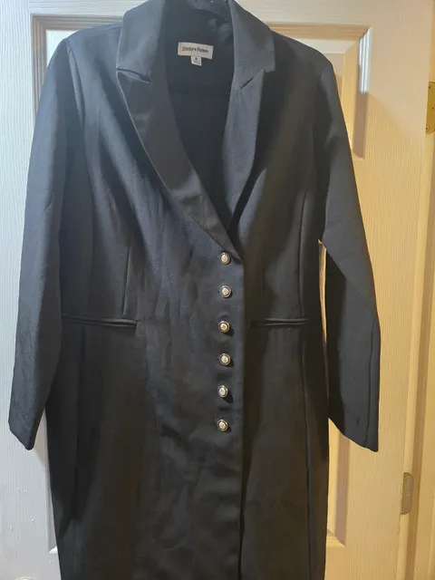 Shelby & Palmer Blazer Dress Size 8 Black Long Sleeve Button Front
