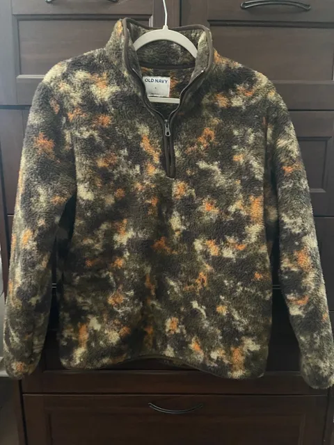 Old Navy Printed Sherpa Quarter-Zip Pullover Size S Camouflage