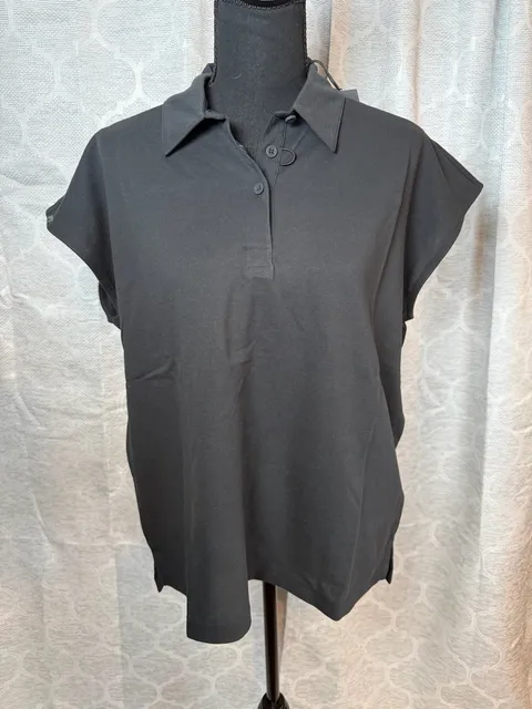 FIGS Women’s Technical Pique Ella Scrub Polo Size M Black New
