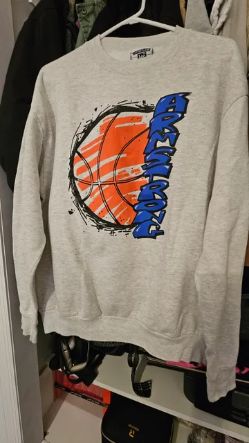 Vintage Lee Cotton Blend Armstrong Basketball Graphic Sweatshirt Size L Grey