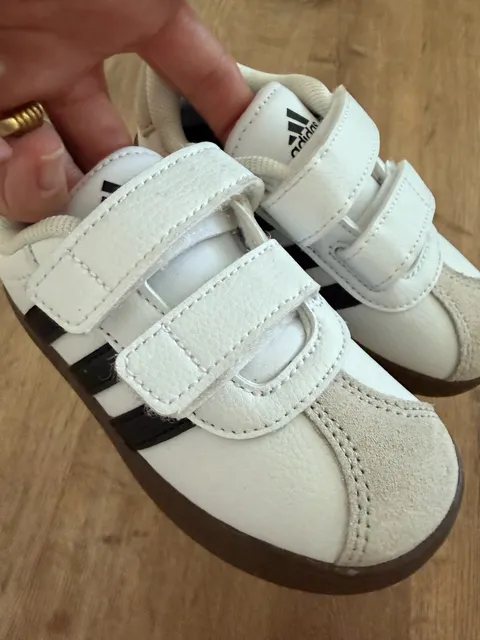 Adidas Kids Velcro Sneakers White Black Gum Sole