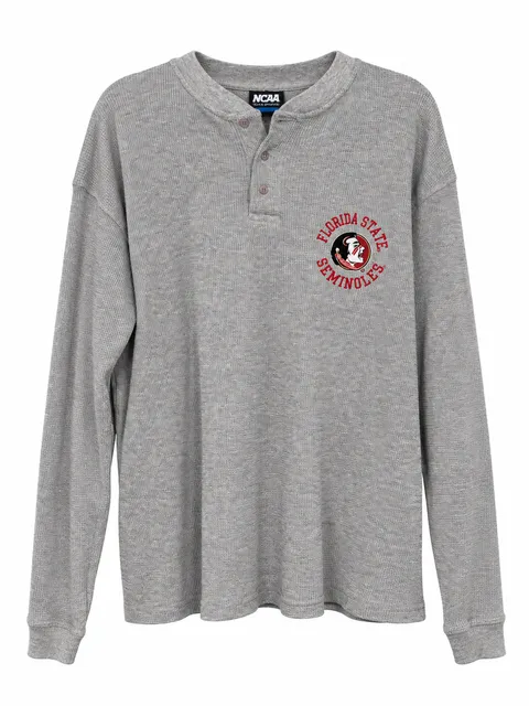 NCAA Florida State Seminoles Henley Size XL Gray Thermal Long Sleeve Shirt