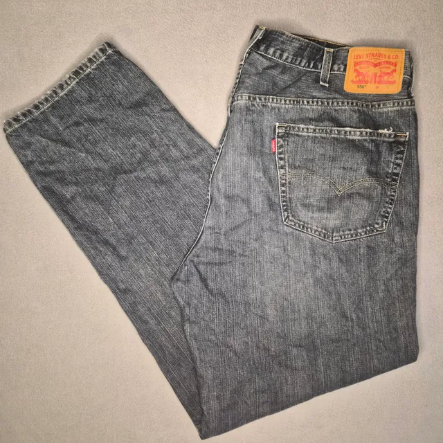 Levi's 550 Relaxed Fit straight leg Jeans Black wash Denim Size mens 44x34 