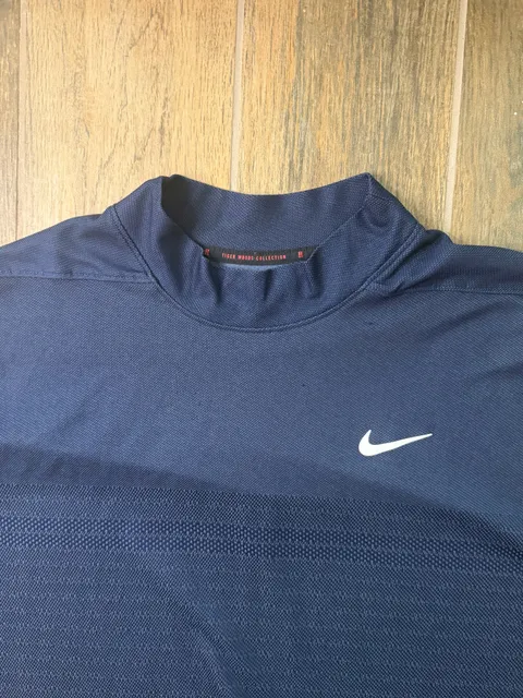 Nike Dri-FIT ADV Tiger Woods Mock Neck Golf Polo Navy Blue