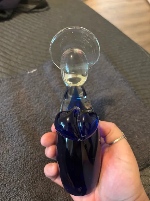 Vintage Hand Blown Art Glass Guardian Angel Figurine Cobalt Blue