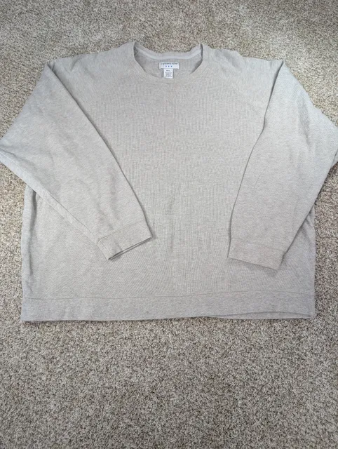 Covington Waffle Knit Thermal Sweatshirt Size XX-L Beige Cotton Pullover