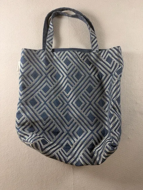 Sunbrella Geometric Jacquard Tote Bag Blue Silver