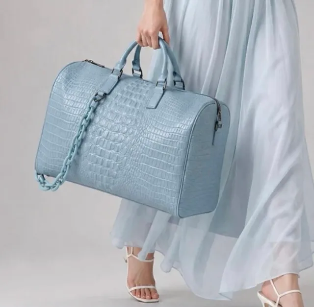 New Privata Celeste Croco Holdall Croc-Embossed
Weekender Duffle Bag