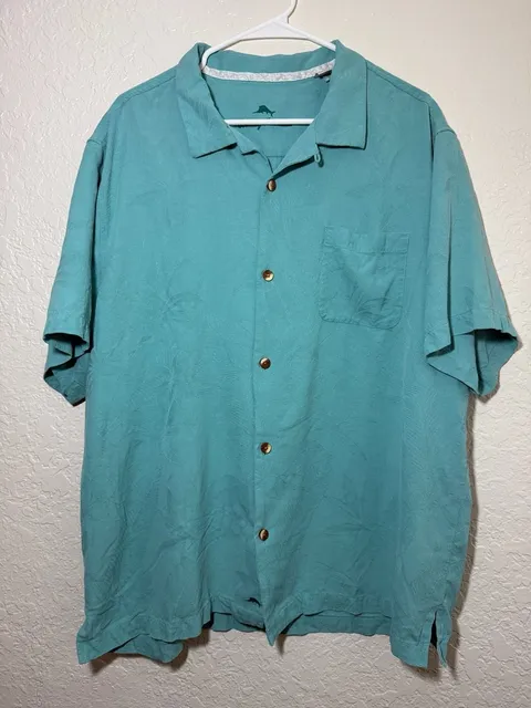 Tommy Bahama Silk Camp Shirt Blue men’s size XXL