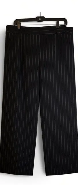 Loft Marisa Trouser Size 14 Black Pinstripe Pants