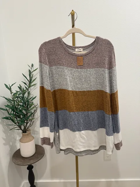Adora Striped Pullover Sweater Size 3X Multicolor