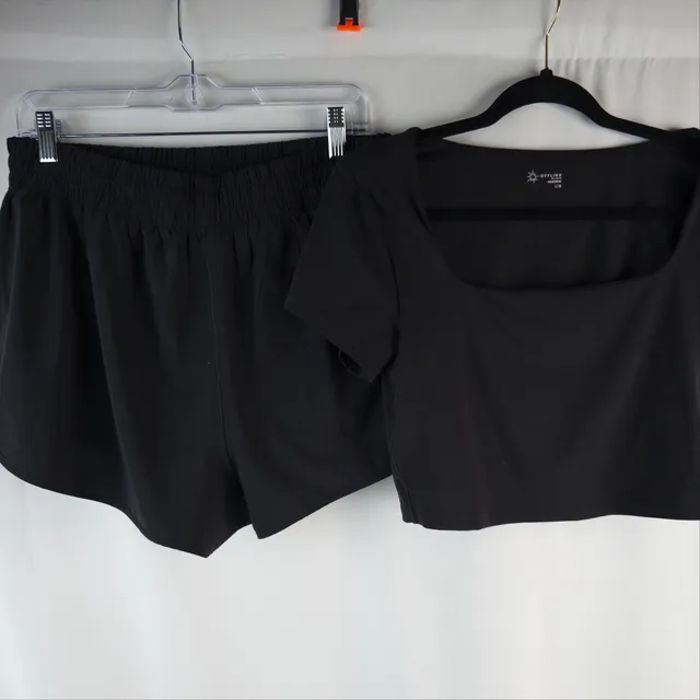 Offline by Aerie Square Neck Crop Top and Shorts Size L