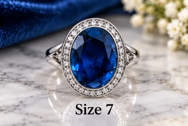 Origami  Owl Cobalt Blue Prism Locket Ring w/Swarovski Crystals Size 7 