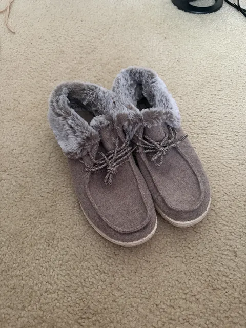 Hey Dude Britt Faux Fur Slip On Booties Grey