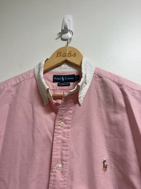 Ralph Lauren Classic Fit Oxford Shirt Size L Pink Cotton Button Down