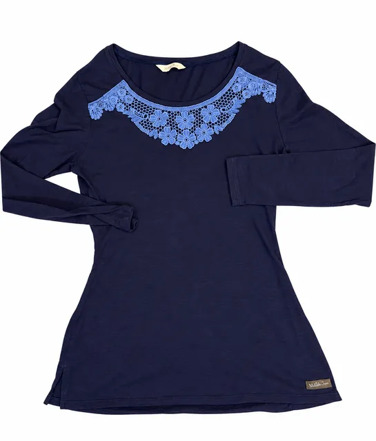 Matilda Jane Long Sleeve Top Navy Blue Lace Collar