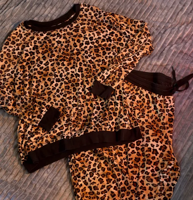 Secret Treasures Pajama Set Size L (12-14) Leopard Print
