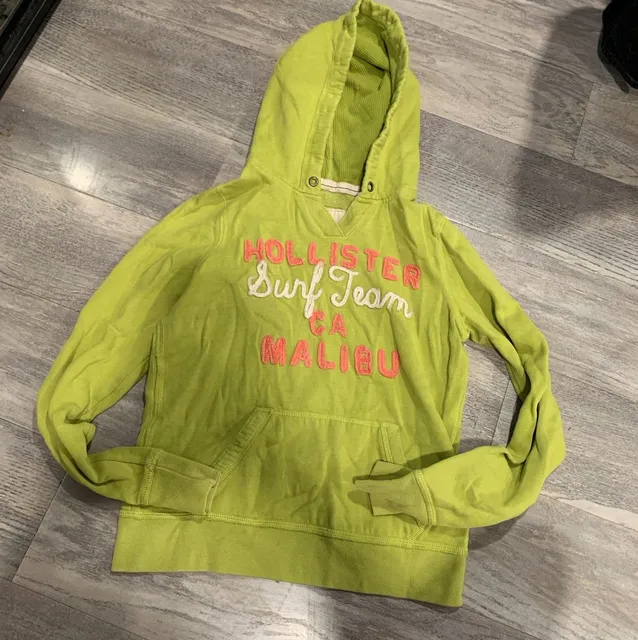 Hollister Surf Team California Malibu Hoodie Size L Lime Green