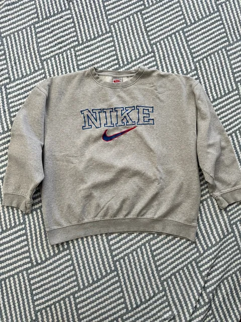 Nike Vintage Spell Out Crewneck Sweatshirt Size XL Gray Embroidered