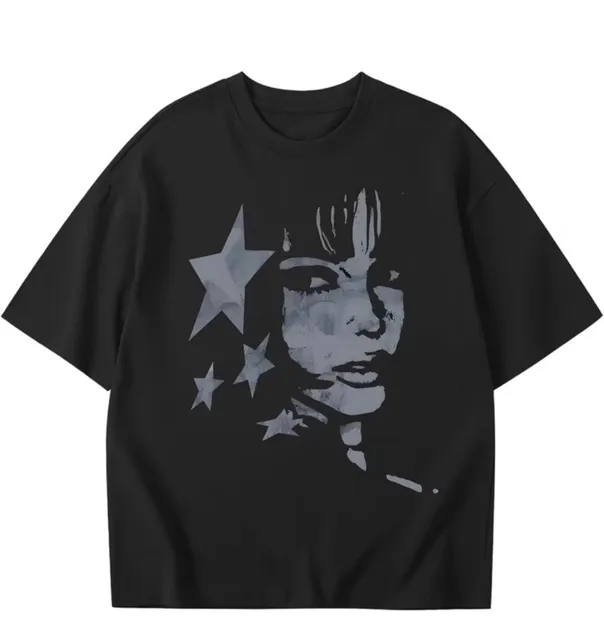 Graphic Print Oversized T-Shirt Black