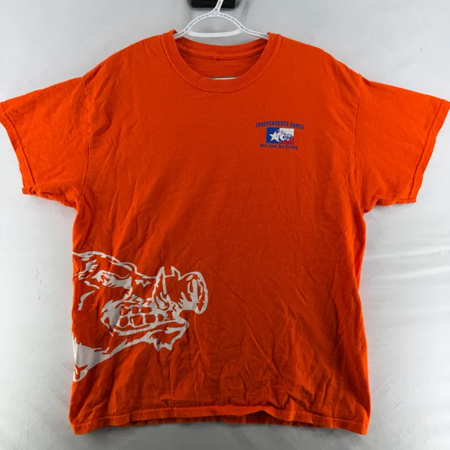 1670 Independence Ranch T-Shirt Orange Hog Hunting Graphic Tee Large