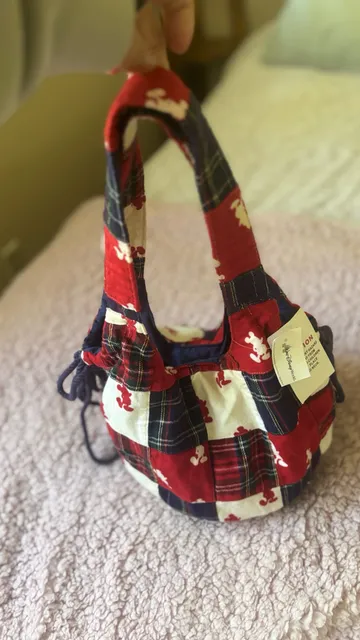 Walt Disney World Mickey Mouse Plaid Quilted Bucket Bag Purse