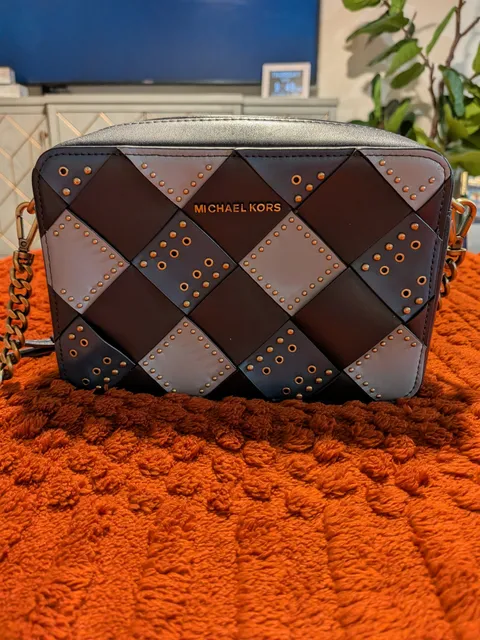 Michael Kors Studded Diamond Quilted Crossbody Bag Black