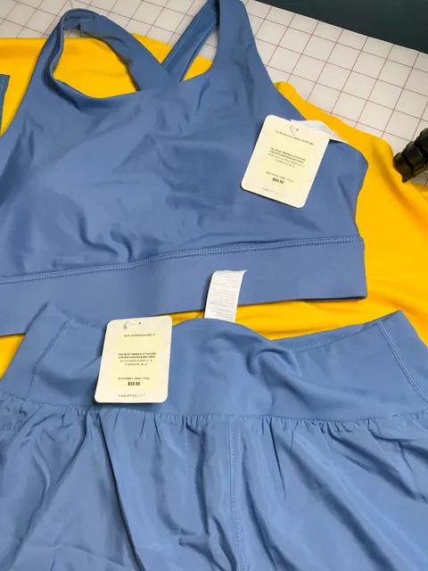 NWT 3 Piece Fabletics Sports Bra Sun Chaser Short, and leggings Set S