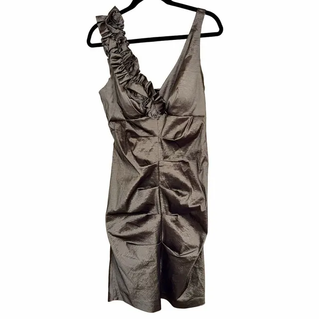 R&M Richards Metallic Gray Cocktail Holiday Party Dress Size 16 