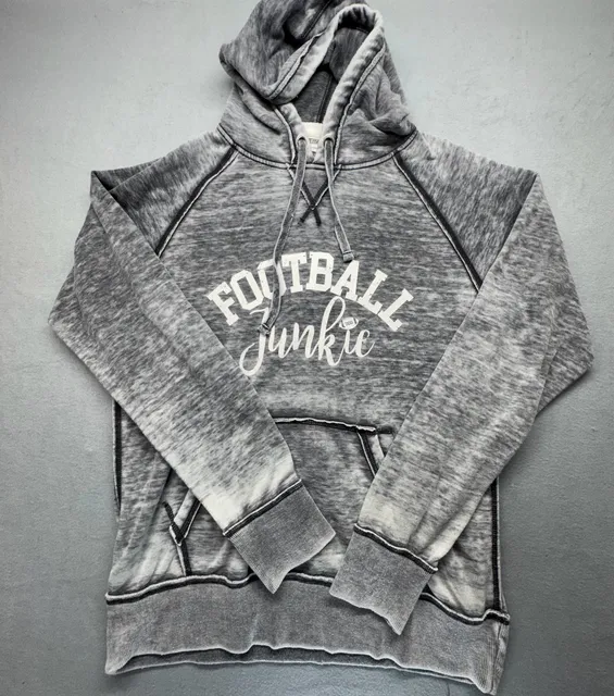 J America Football Junkie Hoodie Sweatshirt Gray