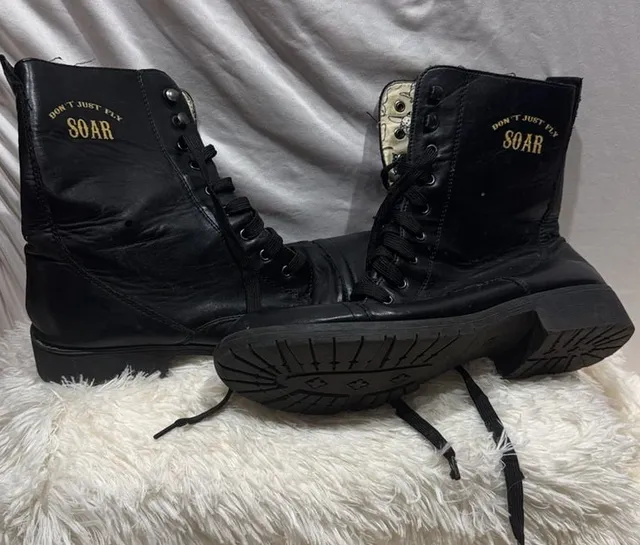 Disney Dumbo Combat Boots Size 10 Black Don't Just Fly Soar