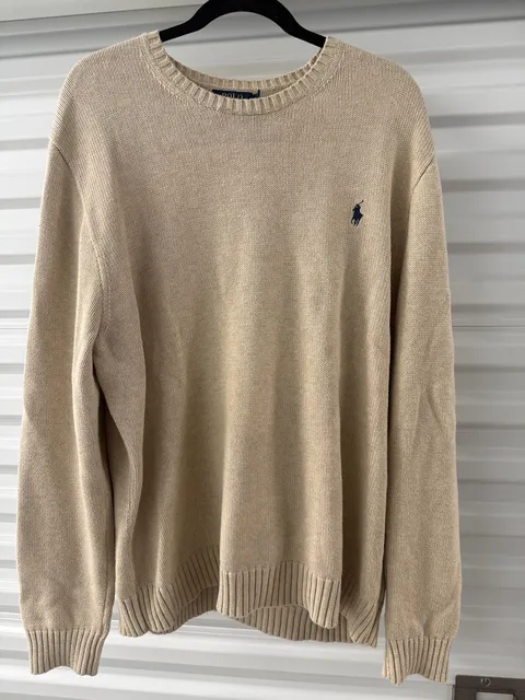 Polo Ralph Lauren Sweater Size XL Tan Crewneck Cotton