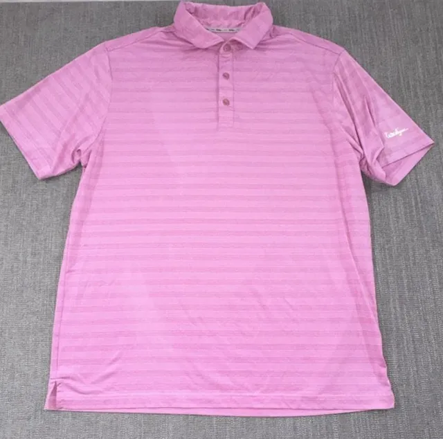 Walter Hagen Striped Polo Shirt Size L Pink Golf Short Sleeve