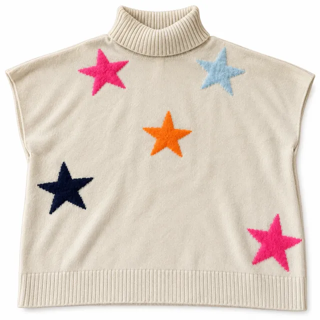 THML Multi Star Turtle Neck Sweater Size XS/S Cream (b1)