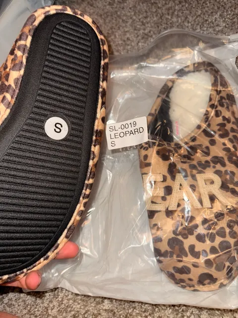 Mama Bear Slippers Size S Leopard Print House Shoes