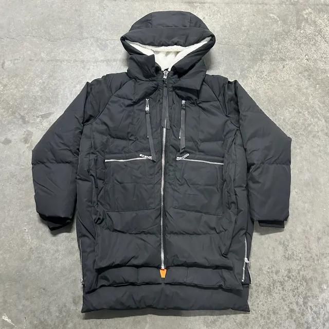 OROLAY Women's Black Long Down Puffer Winter Coat S Hooded Sherpa Lined Parka