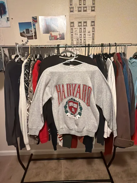 Vintage Fruit of the Loom Harvard University Sweatshirt Size L Gray Made in USA