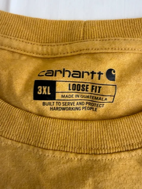 Carhartt Loose Fit Pocket T-Shirt Size 3XL Yellow Cotton workwear gorpcore