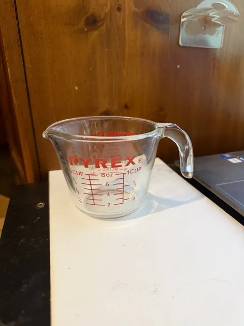 Pyrex 1 Cup Glass Measuring Cup Clear Red Print