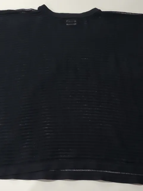 Women's Black Short-Sleeve Ribbed Tee